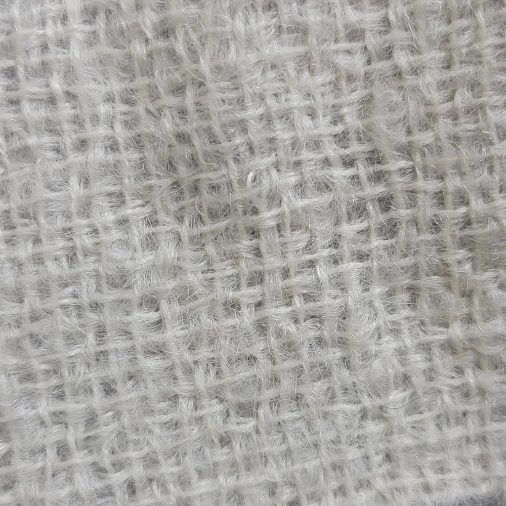 WOOF Design NEW Mohair‎ Scarf Cream Woven Fringe Made in Newfoundland Canada